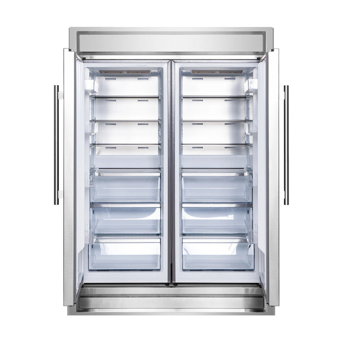 Forno Appliance Package - 48" Gas Range, Wall Mount Range Hood and 60" Refrigerator with Modern Grill Trim, FBDL-018-04CAUS