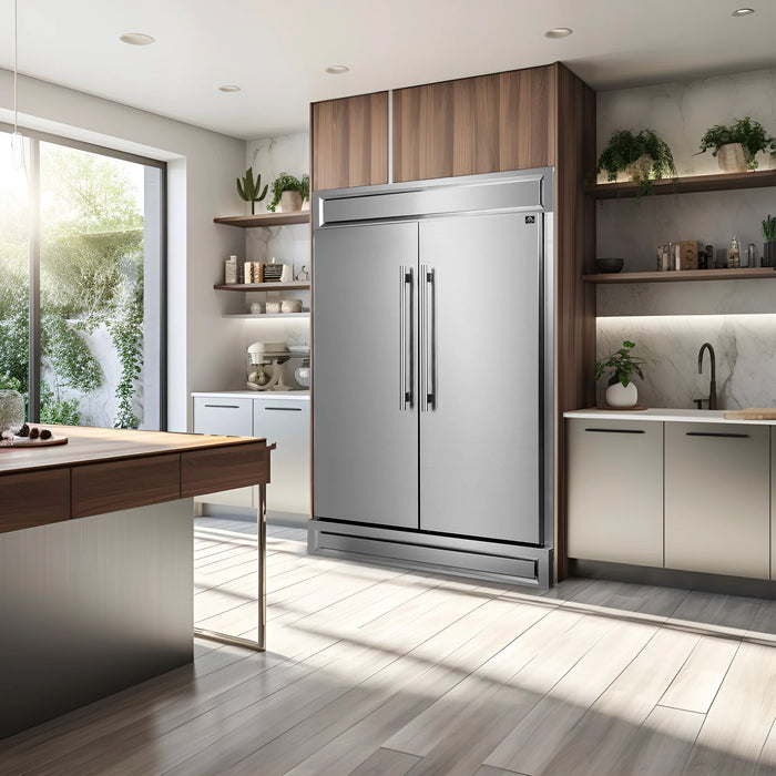 Forno Appliance Package - 48" Gas Range, Range Hood, 60" Refrigerator, Dishwasher, Microwave Drawer, AP-FFSGS6244-48-5P