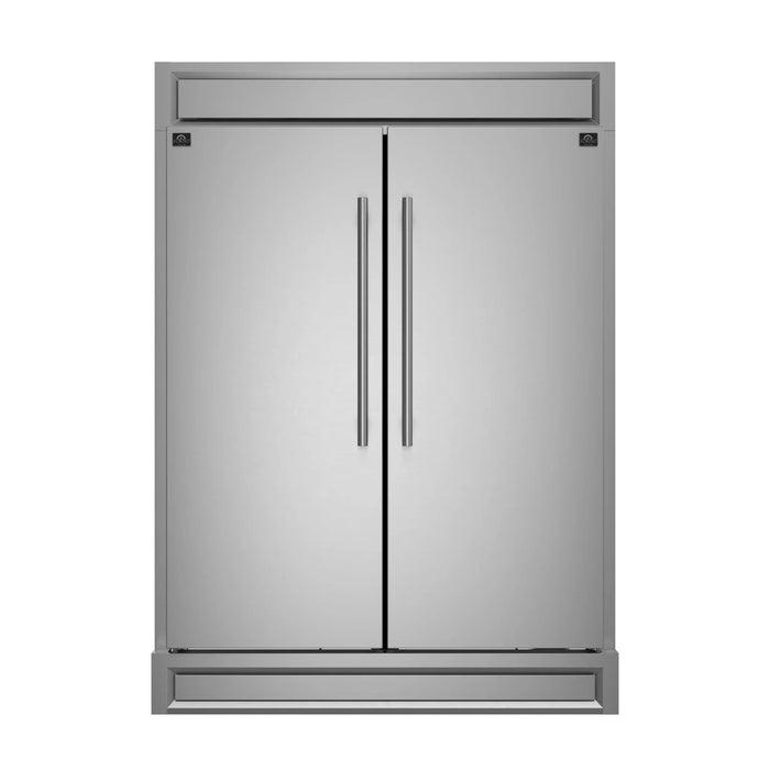 Forno Appliance Package - 48" Gas Range, Wall Mount Range Hood and 60" Refrigerator with Modern Grill Trim, FBDL-019-07CAUS