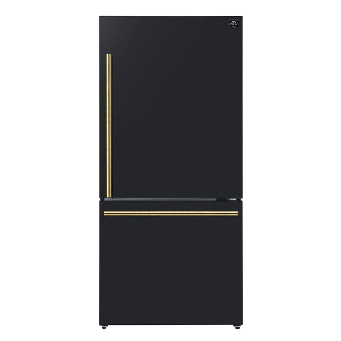 Forno Espresso Package - 30" Electric Range, Range Hood, Refrigerator and Dishwasher in Black with Silver Handles, FBDL-006-02US