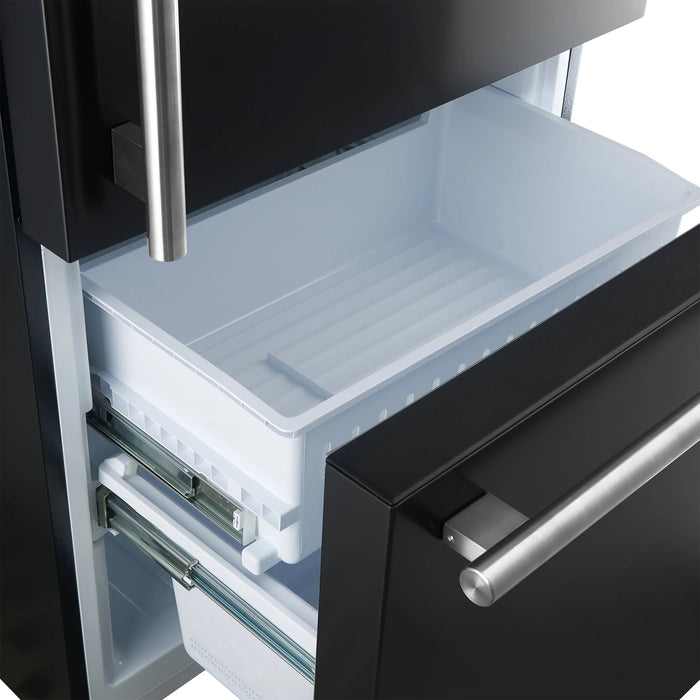 FORNO Espresso Milano 31" 17.2 cu. ft. Refrigerator and Bottom Freezer in Black with Silver Handles, FFFFD1785-31BLK