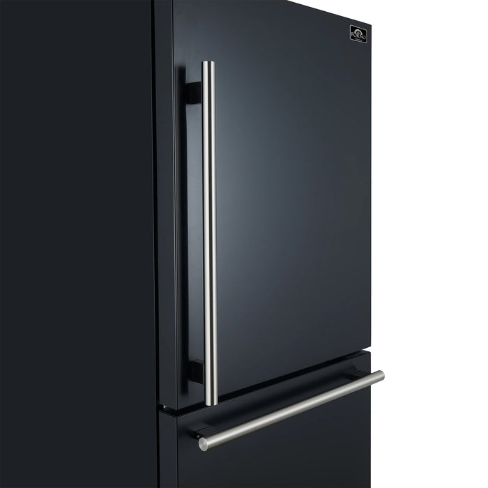FORNO Espresso Milano 31" 17.2 cu. ft. Refrigerator and Bottom Freezer in Black with Silver Handles, FFFFD1785-31BLK