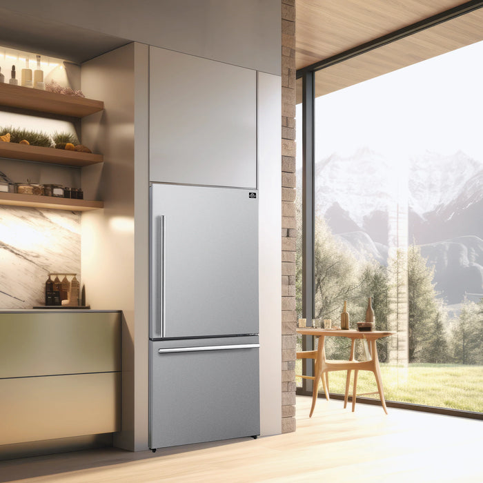FORNO Espresso Milano 62" 34.4 cu. ft. Side-By-Side Refrigerator with Ice Maker in Stainless Steel, AP-2-1786-SS