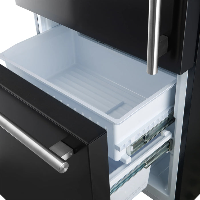 FORNO Espresso Milano 31" 17.2 cu. ft. Refrigerator and Bottom Freezer with Ice Maker in Black and Silver Handles, FFFFD1786-31BLK