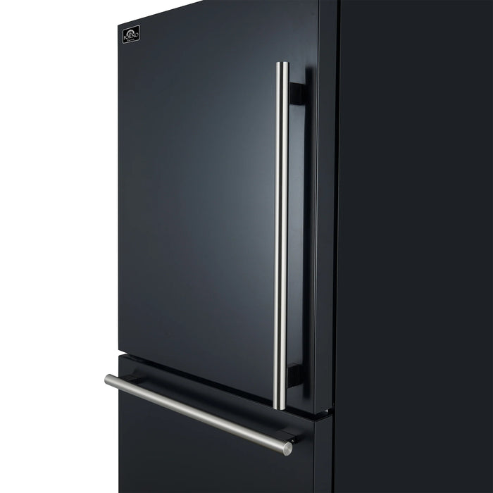 FORNO Espresso Milano 62" 34.4 cu. ft. Side-By-Side Refrigerator with Ice Maker in Black with Silver Handles, AP-2-1786-BLK