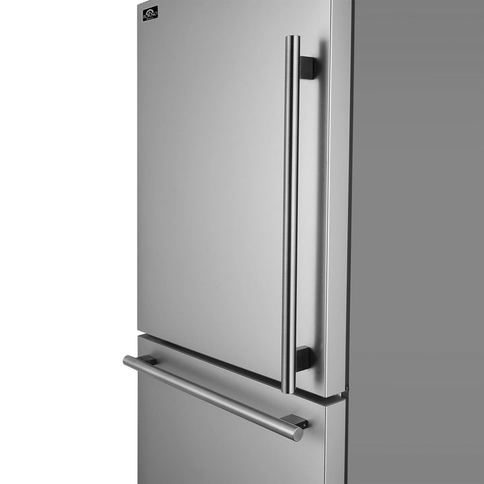 FORNO Espresso Milano 31" 17.2 cu. ft. Refrigerator and Bottom Freezer with Ice Maker in Stainless Steel and Silver Handles, FFFFD1786-31S