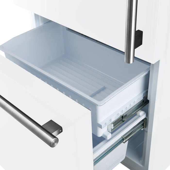 FORNO Espresso Milano 31" 17.2 cu. ft. Refrigerator and Bottom Freezer with Ice Maker in White and Silver Handles, FFFFD1786-31WHT