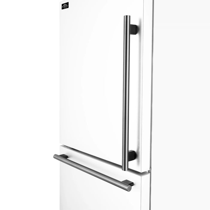 FORNO Espresso Milano 31" 17.2 cu. ft. Refrigerator and Bottom Freezer with Ice Maker in White and Silver Handles, FFFFD1786-31WHT