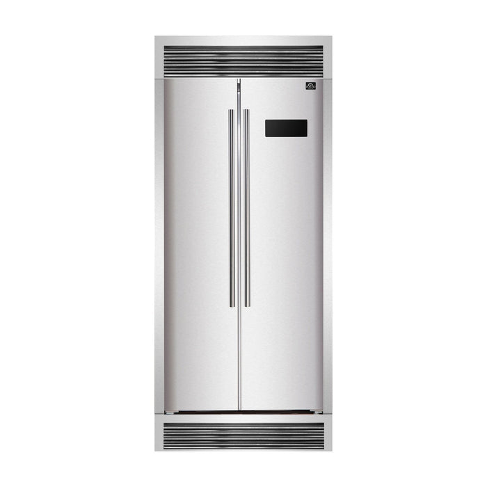 Forno Salerno 33" Stainless Steel Side-by-Side Refrigerator w/ Grill Trim