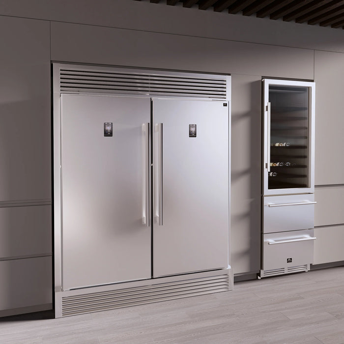 Forno Appliance Package - 48" Gas Range, Range Hood, 60" Refrigerator, Dishwasher, Microwave Drawer, AP-FFSGS6244-48-21