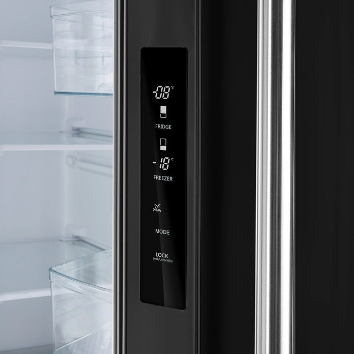 FORNO Espresso Gallipoli 30" 17.5 Cu. Ft. Refrigerator with Ice Maker in Black with Silver Handles, FFFFD1974-31BLK