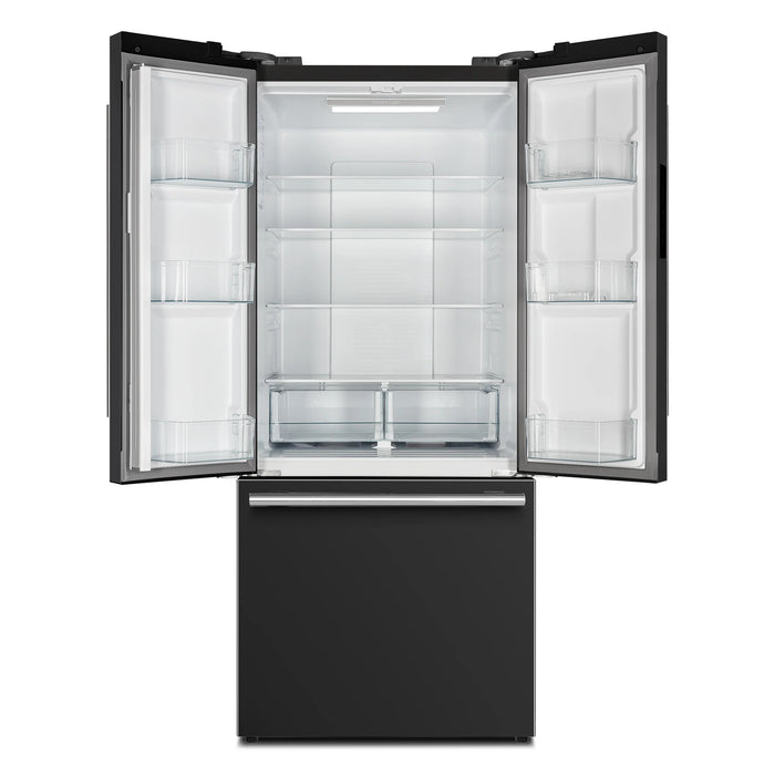 FORNO Espresso Gallipoli 30" 17.5 Cu. Ft. Refrigerator with Ice Maker in Black with Silver Handles, FFFFD1974-31BLK