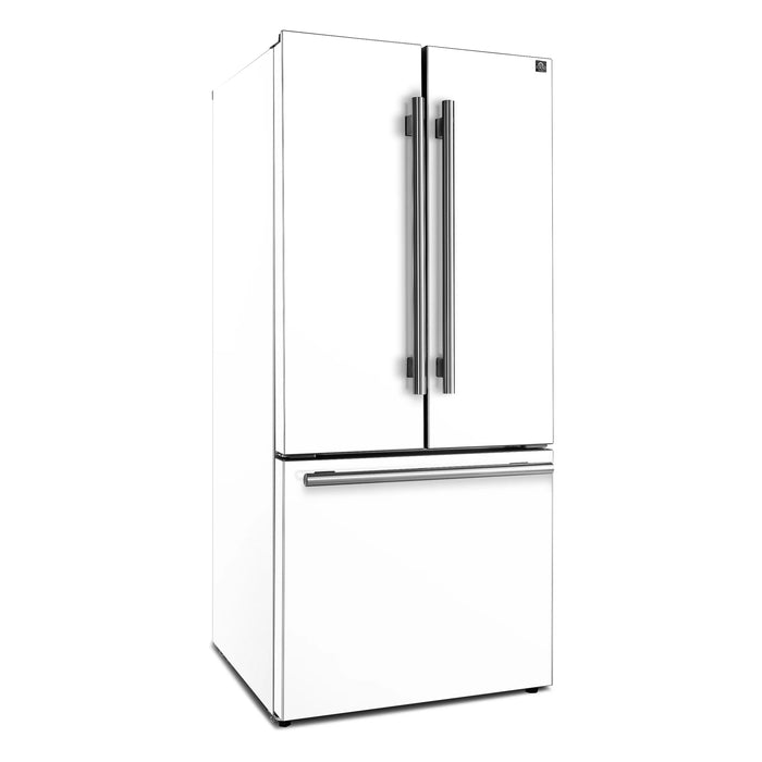 FORNO Espresso Gallipoli 30" 17.5 Cu. Ft. Refrigerator with Ice Maker in White with Silver Handles, FFFFD1974-31WHT