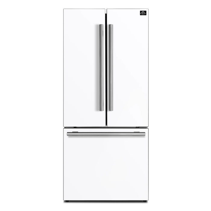 FORNO Espresso Gallipoli 30" 17.5 Cu. Ft. Refrigerator with Ice Maker in White with Silver Handles, FFFFD1974-31WHT