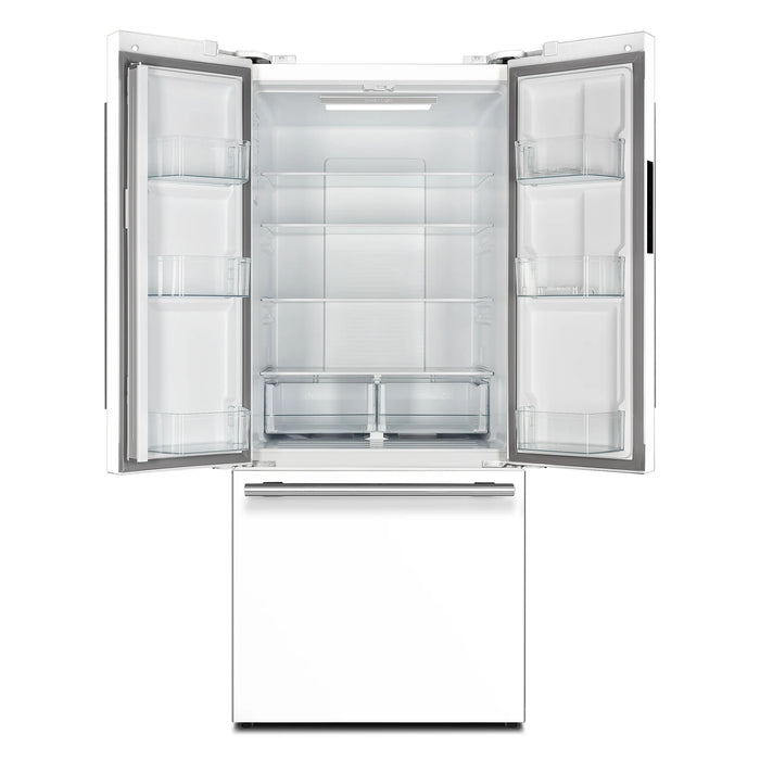 FORNO Espresso Gallipoli 30" 17.5 Cu. Ft. Refrigerator with Ice Maker in White with Silver Handles, FFFFD1974-31WHT