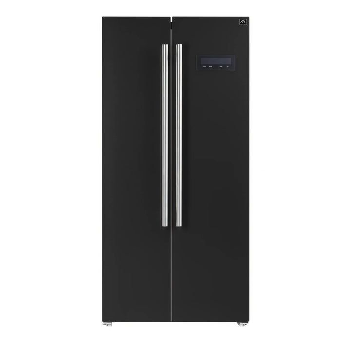 FORNO Espresso Salerno 33" 15.6 cu. ft. Refrigerator in Black with Silver Handles, FFRBI1805-33BLK