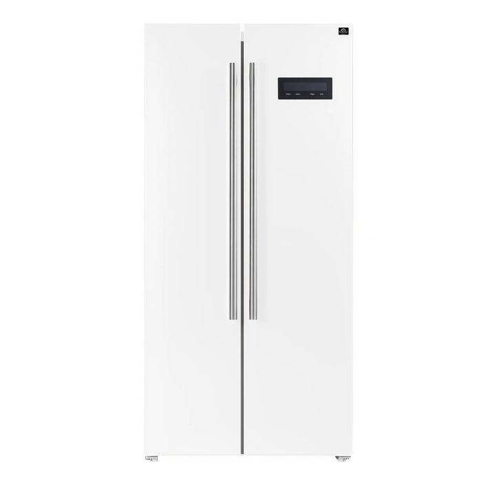Forno Espresso Package - 30" Electric Range, Range Hood, Refrigerator and Dishwasher in White with Silver Handles, AP-FFSEL6012-30WHT-S-A8-D