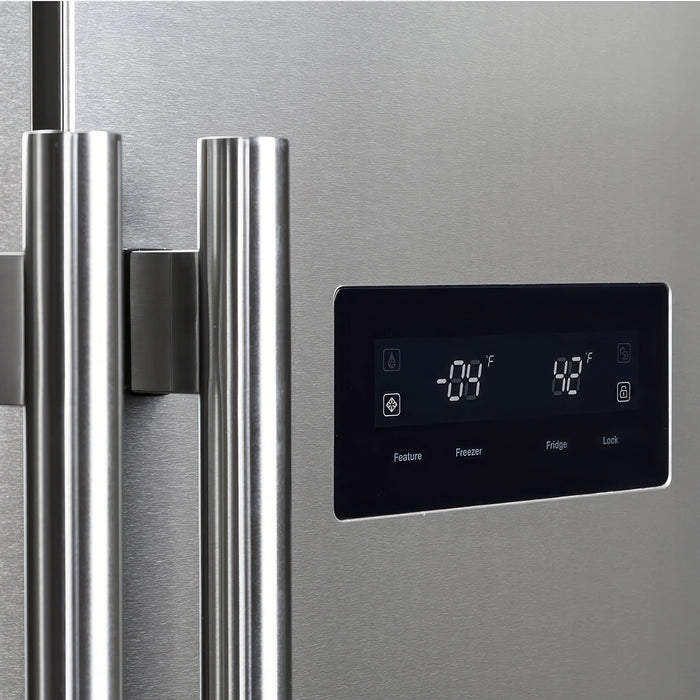 FORNO Salerno 37" 15.6 cu. ft. Side-by-Side Built-In Refrigerator in Stainless Steel and Modern Trim Kit, FFRBI1805-37MG