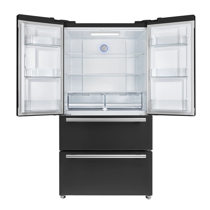 Forno Espresso Package - 30" Gas Range, 36" Refrigerator with Ice Maker, Dishwasher and 24" Microwave Oven in Black with Silver Accents, AP-FFSGS1116-30BLK-S-6