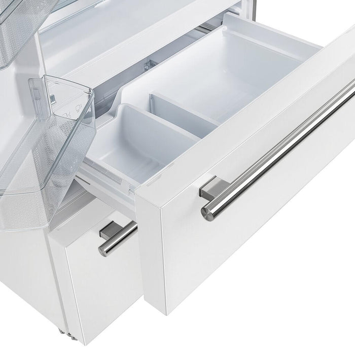 FORNO Espresso Moena 36" 19.2 cu. ft. Refrigerator in White with Silver Handles, FFRBI1820-36WHT
