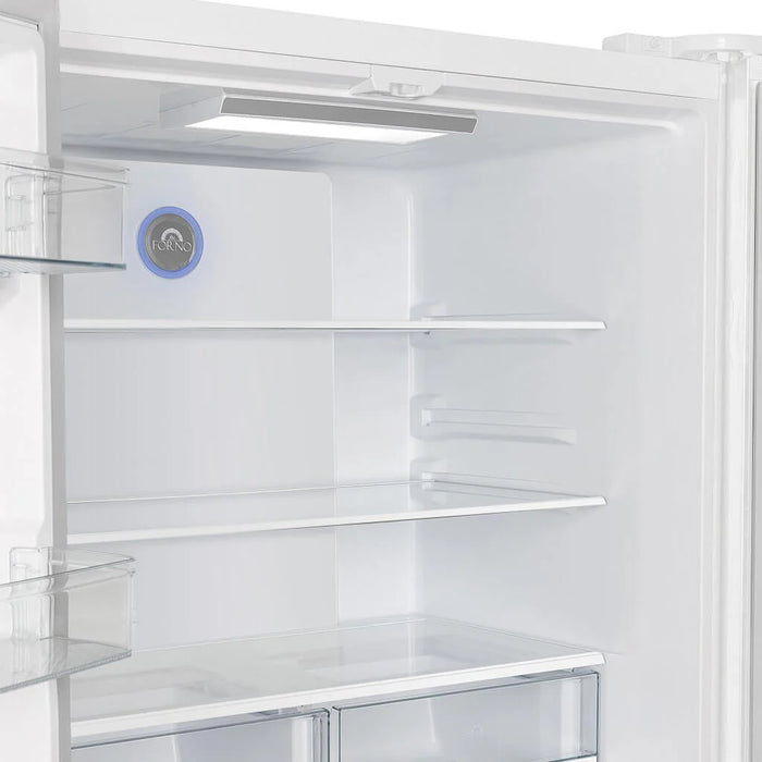 FORNO Espresso Moena 36" 19.2 cu. ft. Refrigerator in White with Silver Handles, FFRBI1820-36WHT
