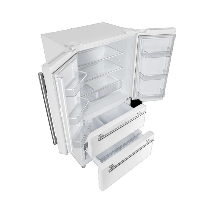 FORNO Espresso Moena 36" 19.2 cu. ft. Refrigerator in White with Silver Handles, FFRBI1820-36WHT
