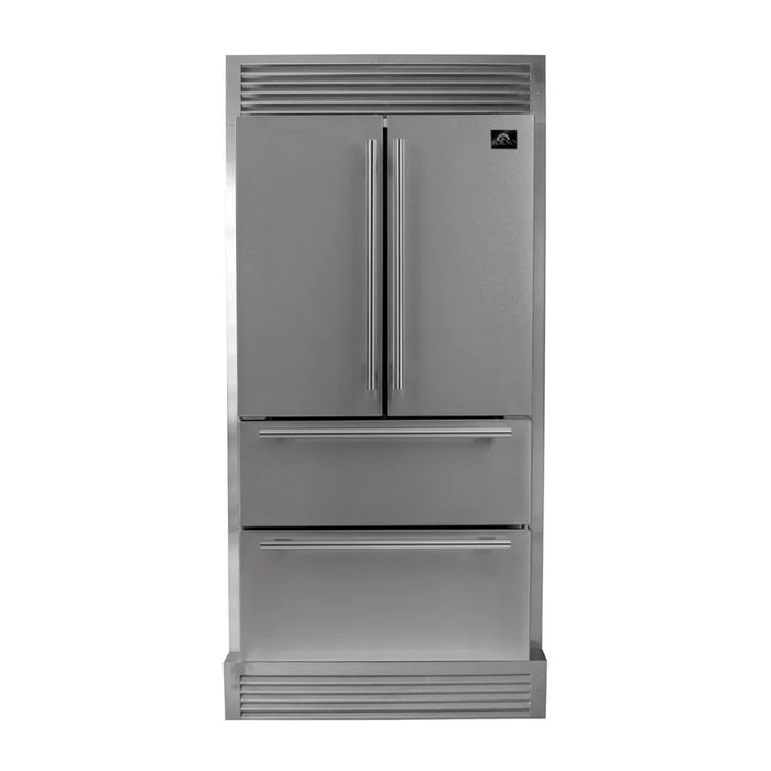 Forno Appliance Package - 36" Gas Range and 36" Refrigerator with Ice Maker and Grill Trim, FBDL-019-03CAUS