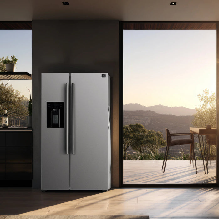 Forno Appliance Package - 36" Gas Range with Built-In Temperature Gauge and 36" Refrigerator with Ice Maker, FBDL-021-03CAUS