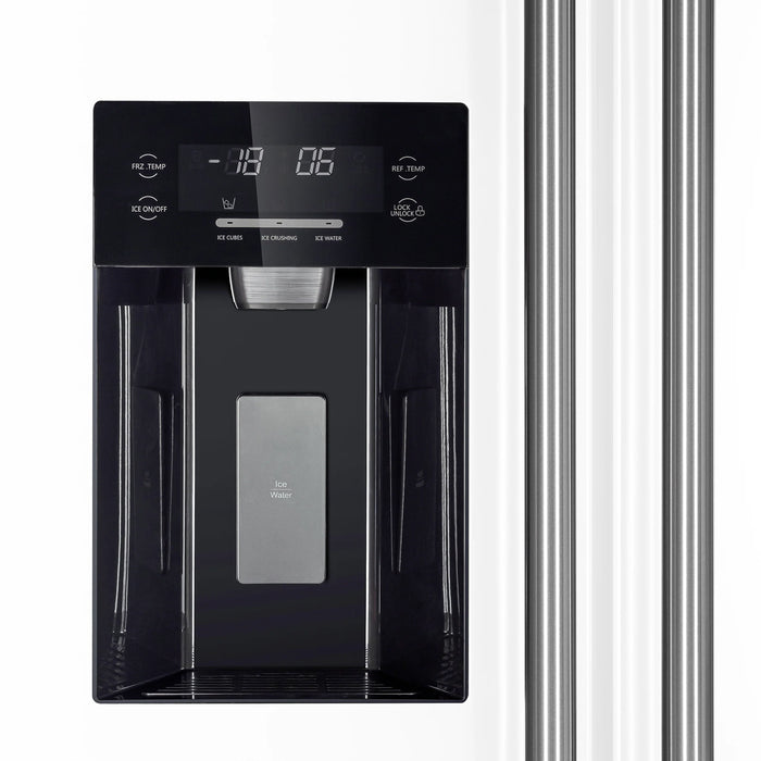FORNO Espresso Salerno 36" 20 cu. ft. Side-By-Side Refrigerator with Water and Ice Dispenser in White with Silver Handles, FFRBI1844-36WHT