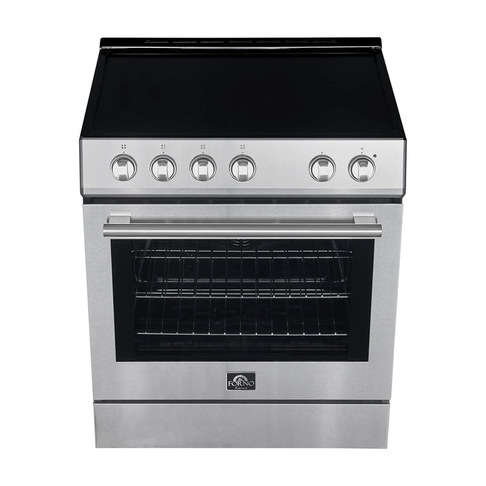 Forno Espresso Package - 30" Electric Range and Range Hood in Stainless Steel with Silver Handles, FBDL-002-01US