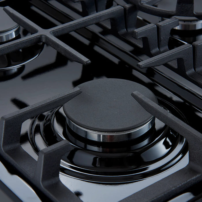 FORNO Espresso Leonardo 30" 5 cu. ft. Gas Range in Black with Silver Handles, FFSGS1116-30BLK