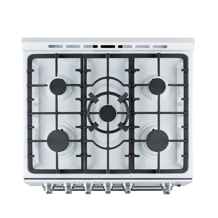 FORNO Espresso Leonardo 30" 5 cu. ft. Gas Range in White with Silver Handles, FFSGS1116-30WHT
