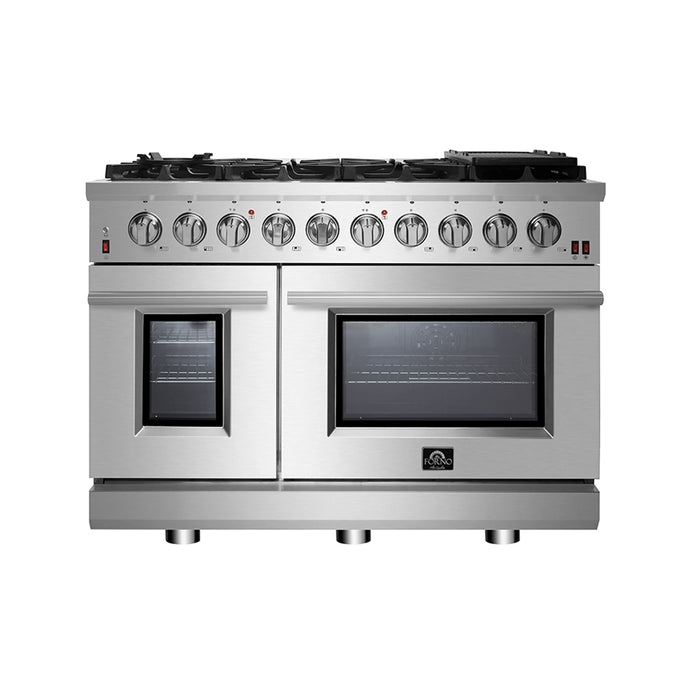 Forno Appliance Package - 48" Gas Range, Range Hood, 36" Refrigerator, Dishwasher, AP-FFSGS6239-48-3