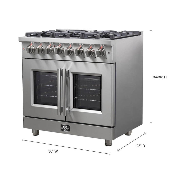 Forno Massimo - 36″ Freestanding French Door Dual Fuel Range