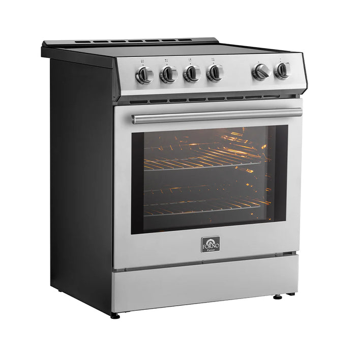 Forno Espresso Package - 30" Induction Range, Range Hood, 36" Refrigerator with Ice Maker and Dishwasher in Stainless Steel, AP-4-0982SS-1