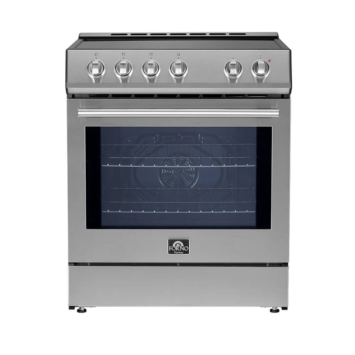Forno Espresso Package - 30" Induction Range, Range Hood, 36" Refrigerator with Ice Maker and Dishwasher in Stainless Steel, AP-4-0982SS-1