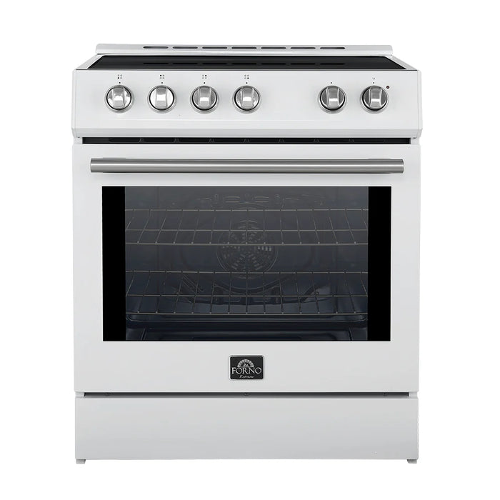 Forno Espresso Package - 30" Induction Range, Range Hood, 36" Refrigerator with Ice Maker and Dishwasher in White, AP-4-0982WHT-1