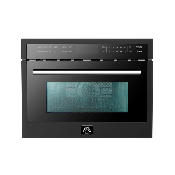 Forno Espresso Package - 30" Gas Range, 36" Refrigerator with Ice Maker, Dishwasher and 24" Microwave Oven in Black with Silver Accents, AP-FFSGS1116-30BLK-S-6