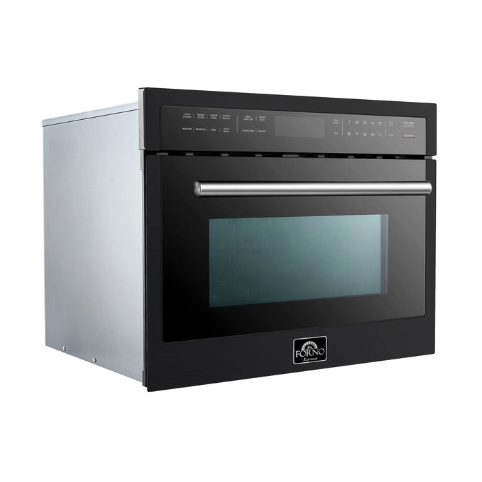 Forno Espresso Package - 30" Gas Range, 36" Refrigerator with Ice Maker, Dishwasher and 24" Microwave Oven in Black with Silver Accents, AP-FFSGS1116-30BLK-S-6