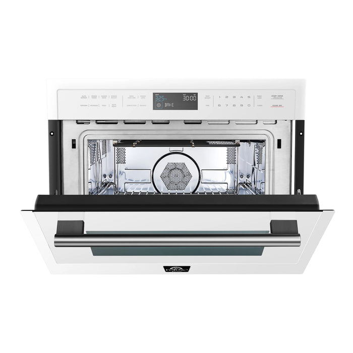 Forno Espresso Package - 30" Gas Range, 36" Refrigerator with Ice Maker, Dishwasher and 24" Microwave Oven in White with Silver Accents, AP-FFSGS1116-30WHT-S-6