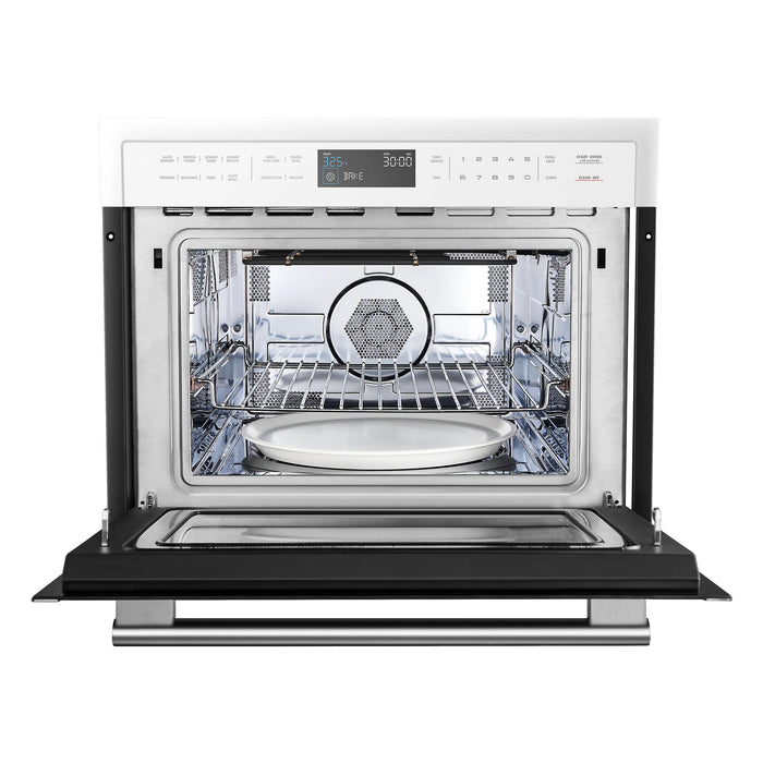 FORNO Espresso Oliena 24" 1.6 cu. ft. Built-In Microwave Oven in White with Silver Handles, FMWDR3093-24WHT