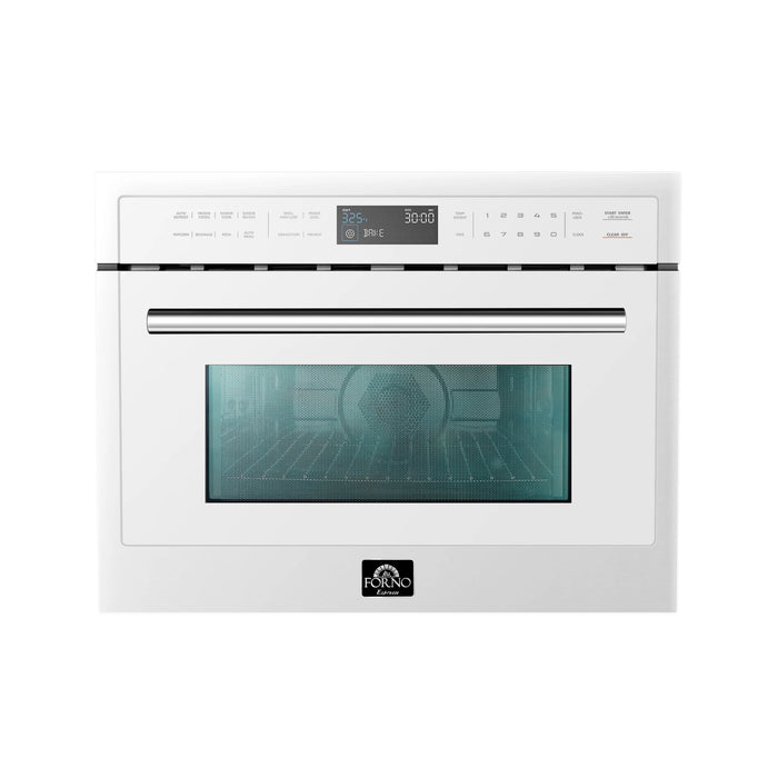 Forno Espresso Package - 30" Gas Range, 36" Refrigerator with Ice Maker, Dishwasher and 24" Microwave Oven in White with Silver Accents, AP-FFSGS1116-30WHT-S-6