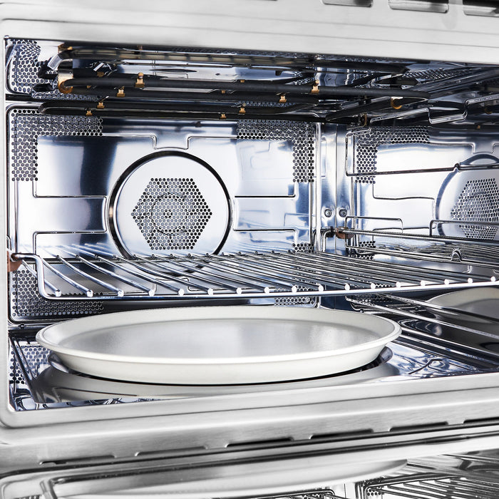 FORNO Espresso Oliena 24" 1.6 cu. ft. Built-In Microwave Oven in White with Silver Handles, FMWDR3093-24WHT