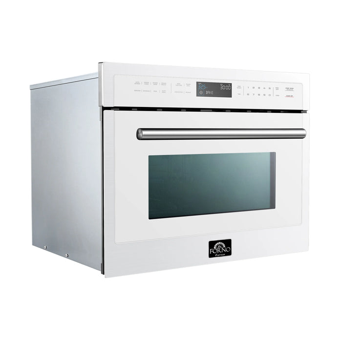 Forno Espresso Package - 30" Gas Range, 36" Refrigerator with Ice Maker, Dishwasher and 24" Microwave Oven in White with Silver Accents, AP-FFSGS1116-30WHT-S-6