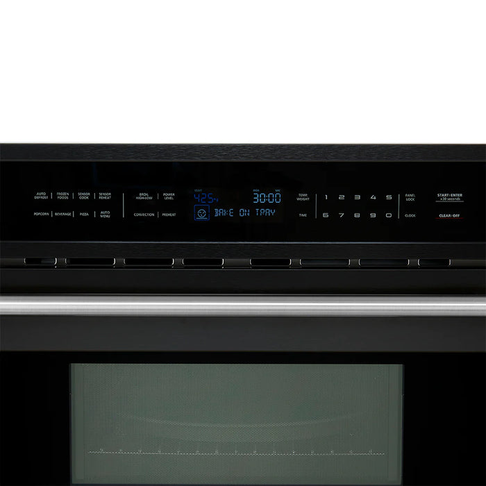 FORNO Espresso Oliena 30" 1.6 cu. ft. Built-In Microwave Oven in Black with Silver Handles, FMWDR3093-30BLK