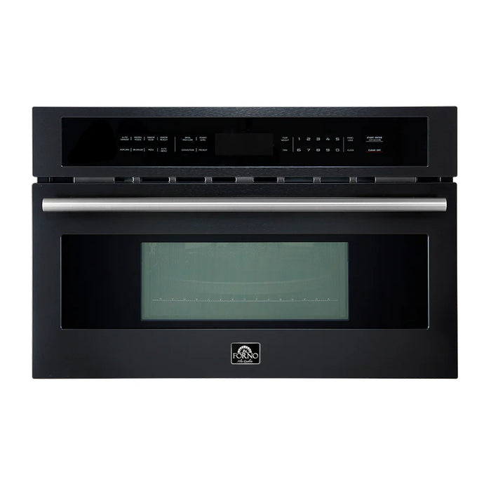 FORNO Espresso Oliena 30" 1.6 cu. ft. Built-In Microwave Oven in Black with Silver Handles, FMWDR3093-30BLK