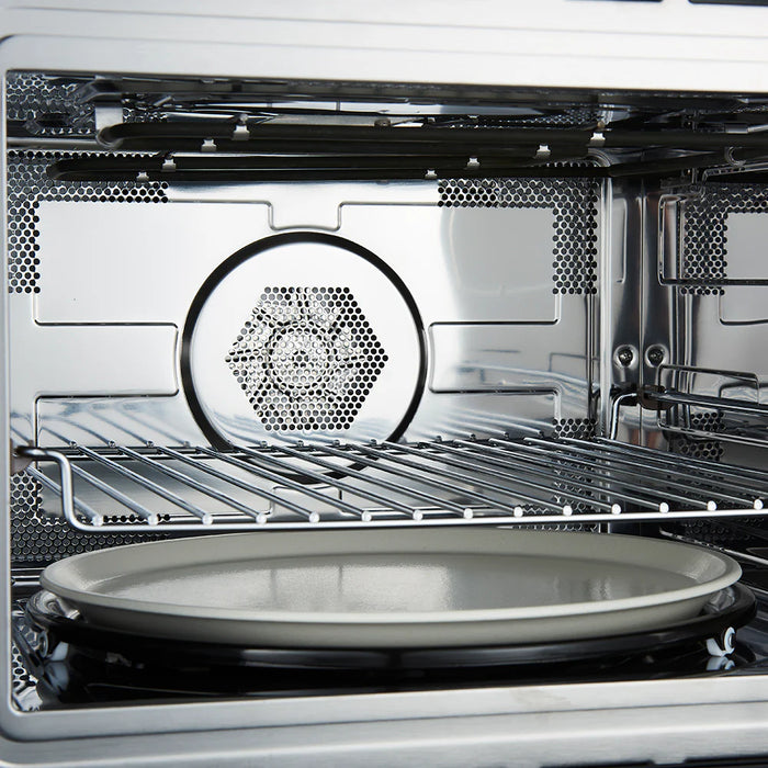 FORNO Espresso Oliena 30" 1.6 cu. ft. Built-In Microwave Oven in Black with Antique Brass Handles, FMWDR3093-30BLK