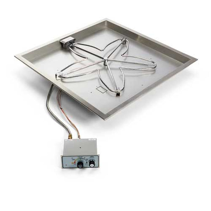 HPC Fire Flame-Sensing Square Bowl Fire Pit Insert with Push Button Ignition - CSA Certified