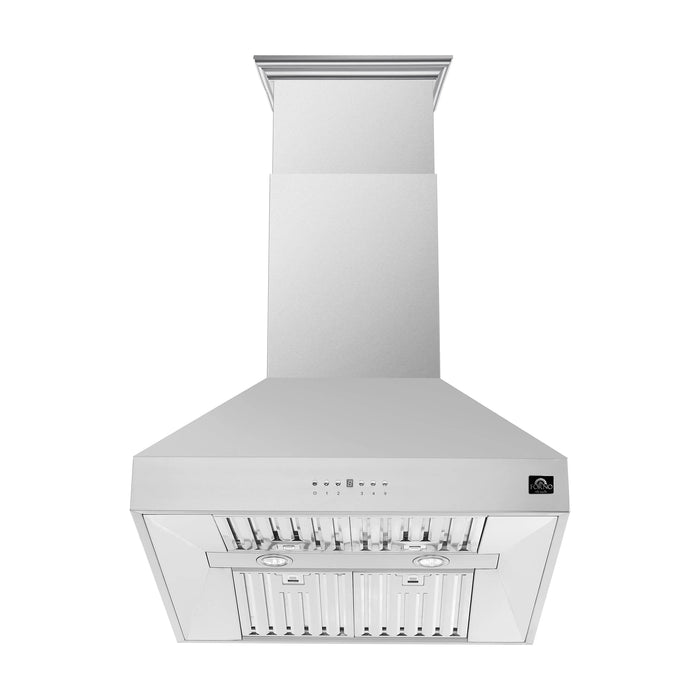 Forno Package - 36" Electric French Door Range, Wall Mount Range Hood, Refrigerator and Dishwasher, AP-FFSEL6917-36-4PK-1