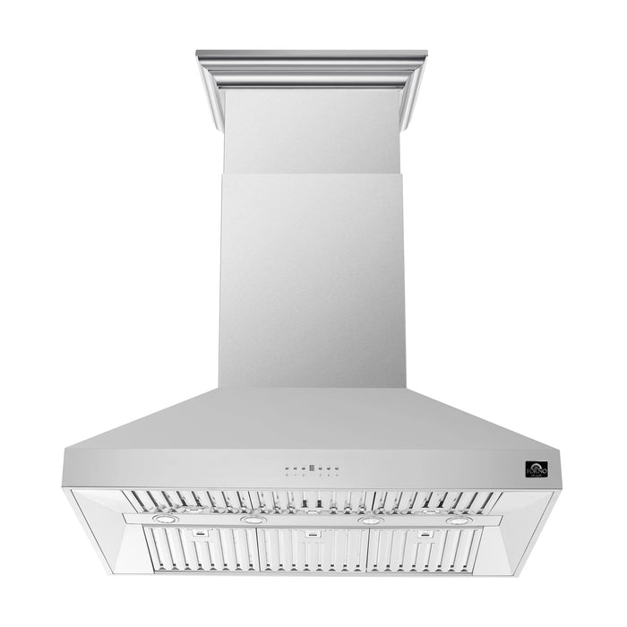 Forno Appliance Package - 48" Gas Burner, Electric Oven Range, Range Hood, 36" Refrigerator, AP-FFSGS6156-48-20